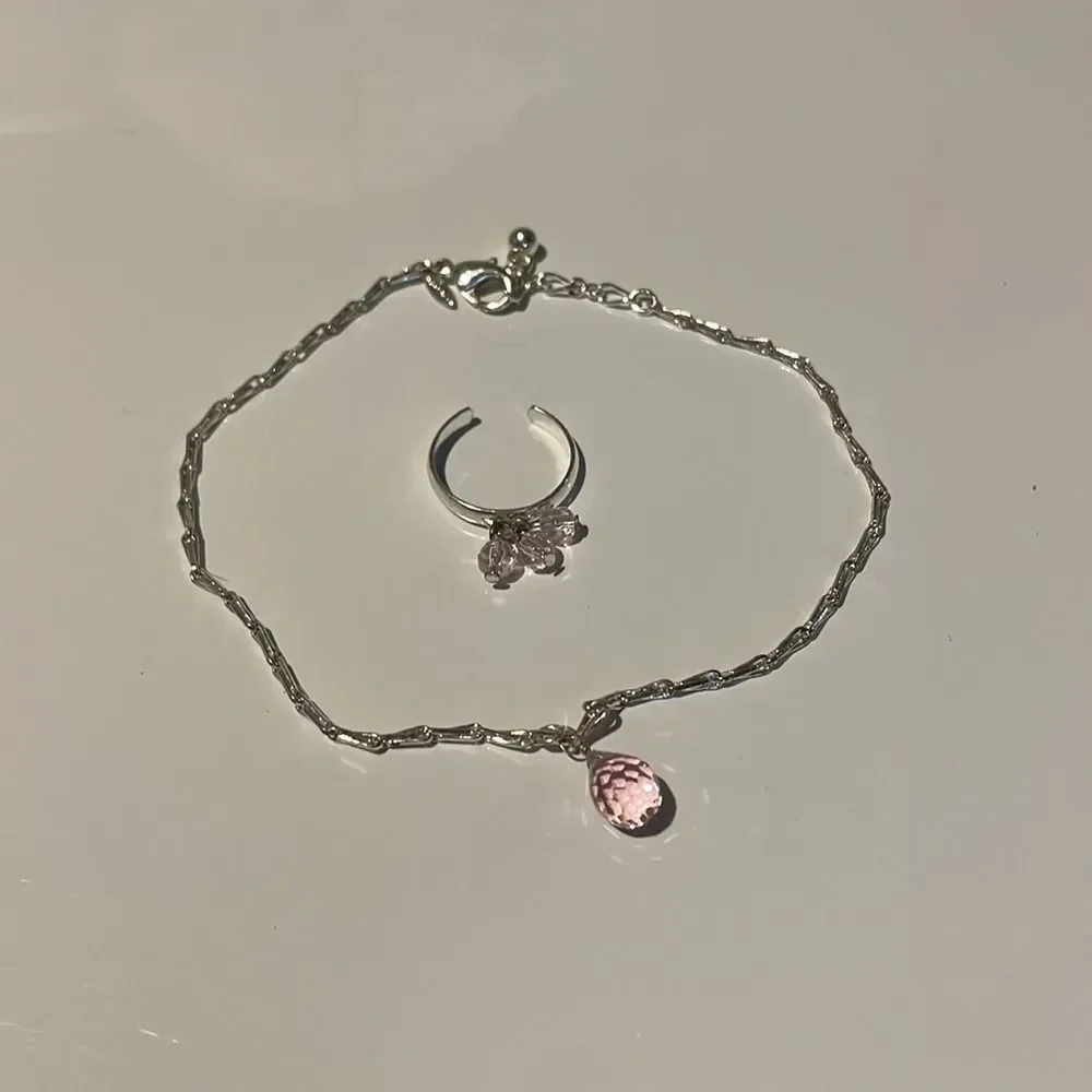Elegant Avon 2005 y2k Briolette drop anklet and toe‎ ring set